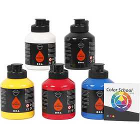 Art Acrylic, semi-glossy, primary colours, 5x500 ml/ 1 pack [HOB-35401]