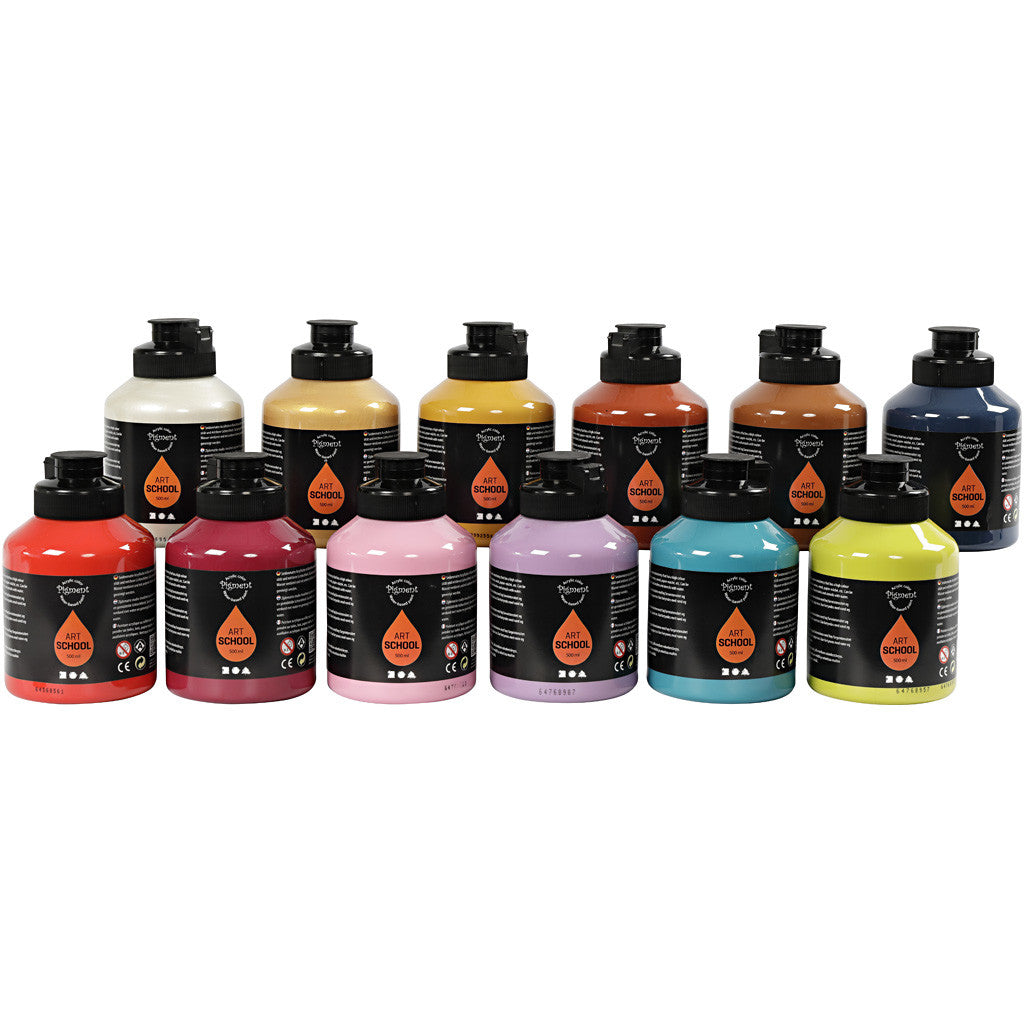 Acrylic Paint, semi-glossy, additional colours, 12x500 ml/ 1 pack [HOB-35479]