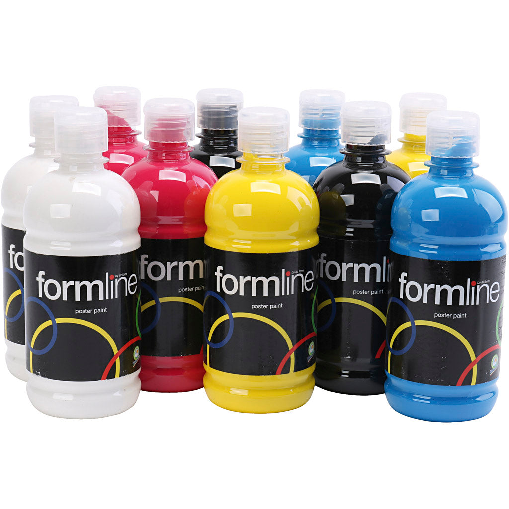 Poster paint Matte, primary colours, 10x500 ml/ 1 pack [HOB-642090]