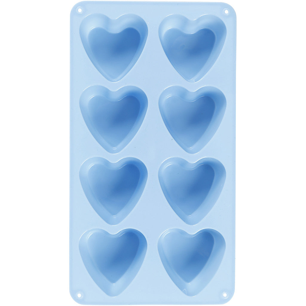 Silicone Mould, hearts, H: 3,5 cm, L: 7 cm, W: 6 cm, 100 ml, 1 pc [HOB-37134]