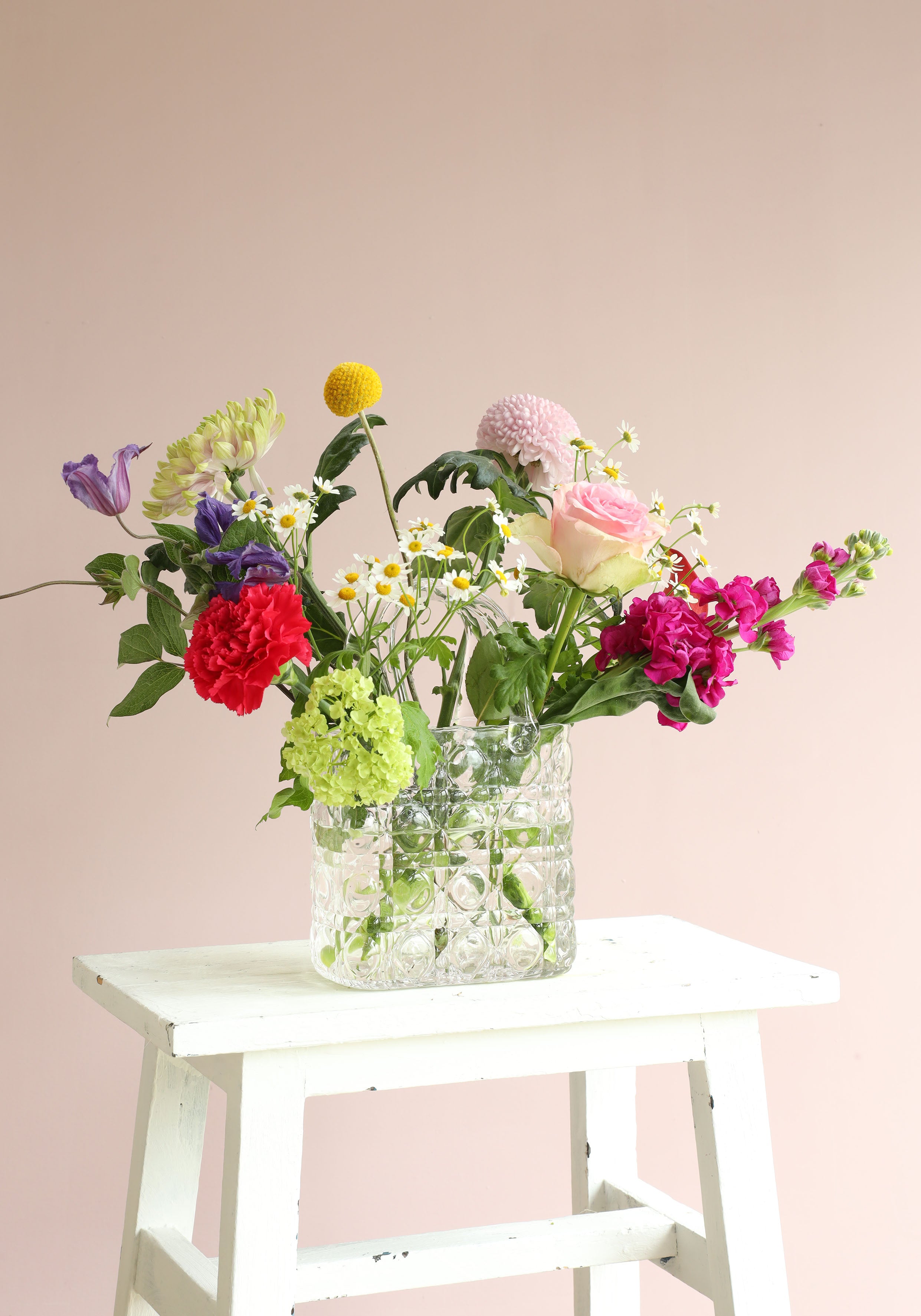 Handbag vase Elysee glass handle L.14 x W.9,5 x H.22 cm clear (1 pc) [IFS-37230]