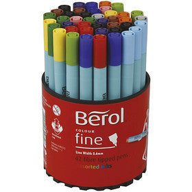 Berol Colourfine, dia. 10 mm, line 0,3-0,7 mm, assorted colours, 42 pc/ 1 tub [HOB-37230]