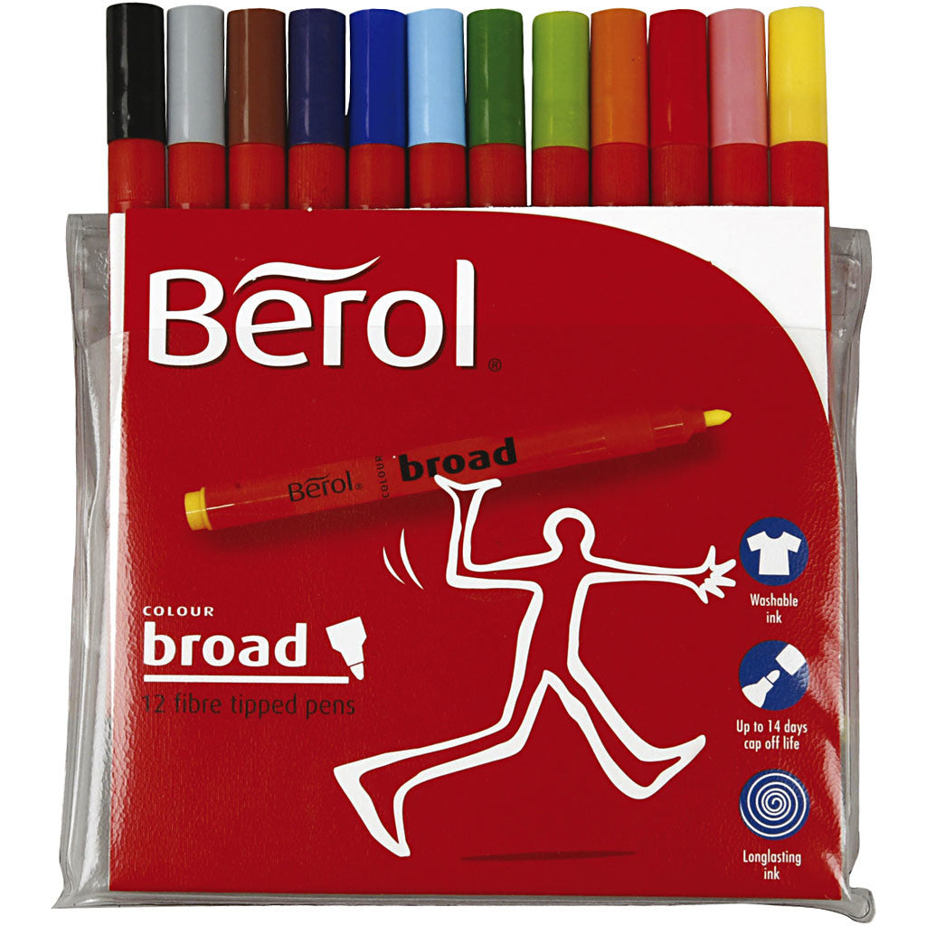 Berol Marker, dia. 10 mm, line 1-1,7 mm, assorted colours, 12 pc/ 1 pack [HOB-37270]