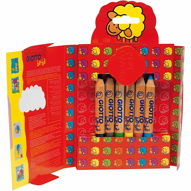 Colouring Pencils, L: 10,5 cm, thickness 13 mm, lead 6 mm, assorted colours, 6 pc/ 1 pack [HOB-37294]