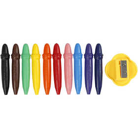 Wax Crayons, L: 7 cm, dia. 11 mm, 10 pc/ 1 pack [HOB-37297]