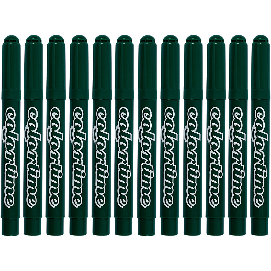 Colortime Markers, line 5 mm, dark green, 12 pc/ 1 pack [HOB-37335]