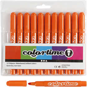 Colortime Markers, line 5 mm, orange, 12 pc/ 1 pack [HOB-37338]