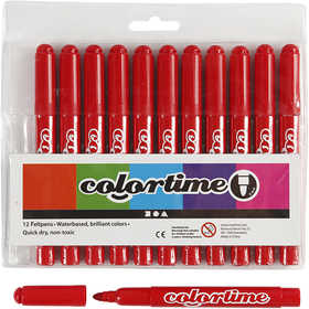 Colortime Markers, line 5 mm, red, 12 pc/ 1 pack [HOB-37340]