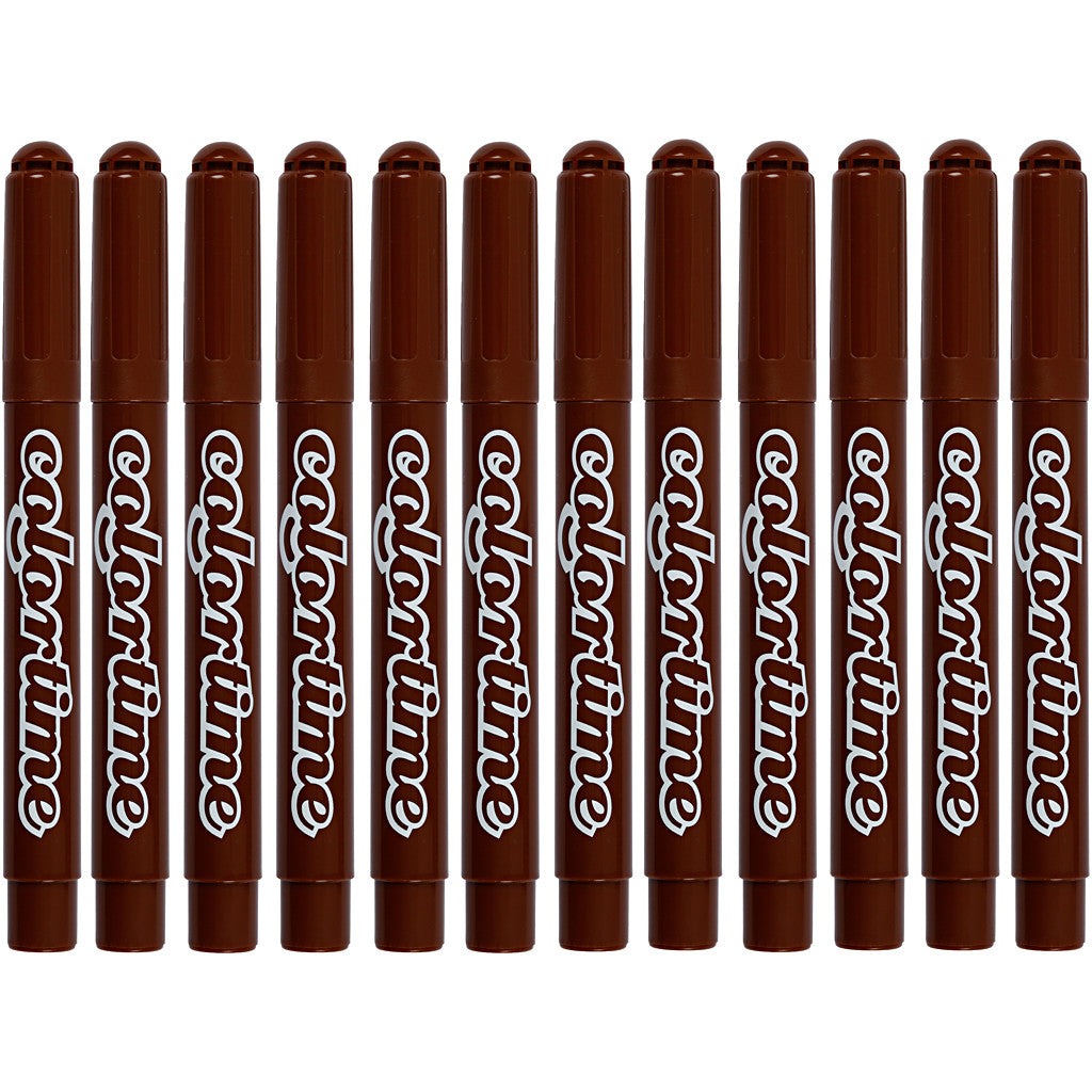 Colortime Markers, line 5 mm, brown, 12pc/ 1 pack [HOB-37342]