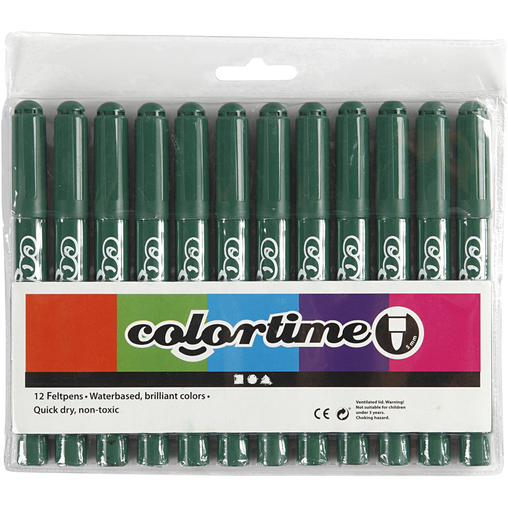 Colortime Markers, line 5 mm, green, 12 pc/ 1 pack [HOB-37358]