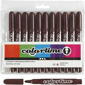 Colortime Markers, line 5 mm, dark brown, 12 pc/ 1 pack [HOB-37360]