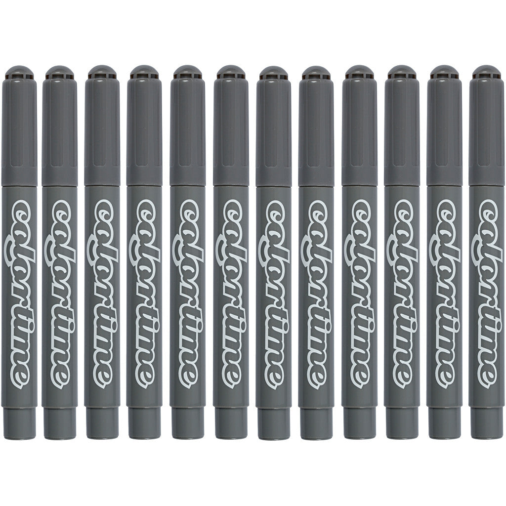 Colortime Markers, line 5 mm, grey, 12 pc/ 1 pack [HOB-37361]
