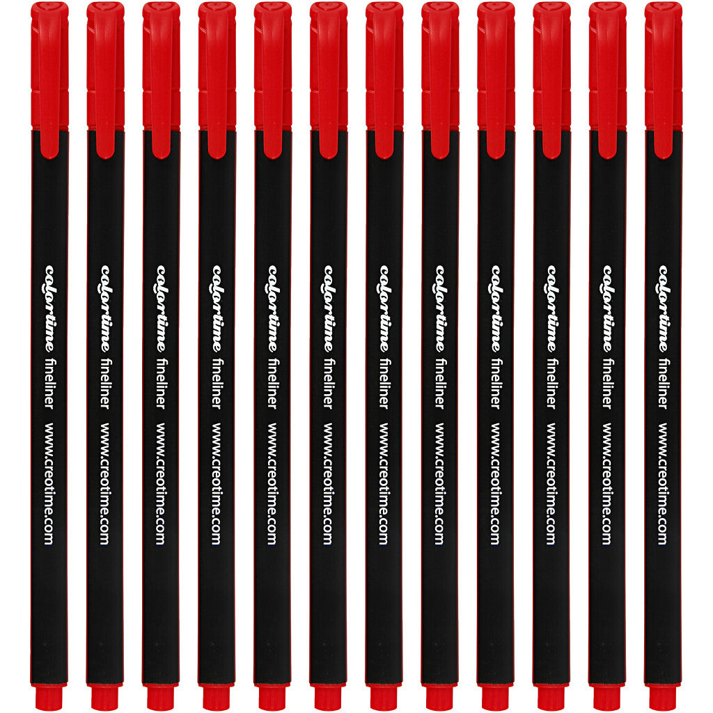 Colortime Fineliner Markers, line 0,6-0,7 mm, red, 12 pc/ 1 pack [HOB-373640]