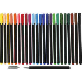 Colortime Fineliner Markers, line 0,6-0,7 mm, assorted colours, 24 pc/ 1 pack [HOB-373649]