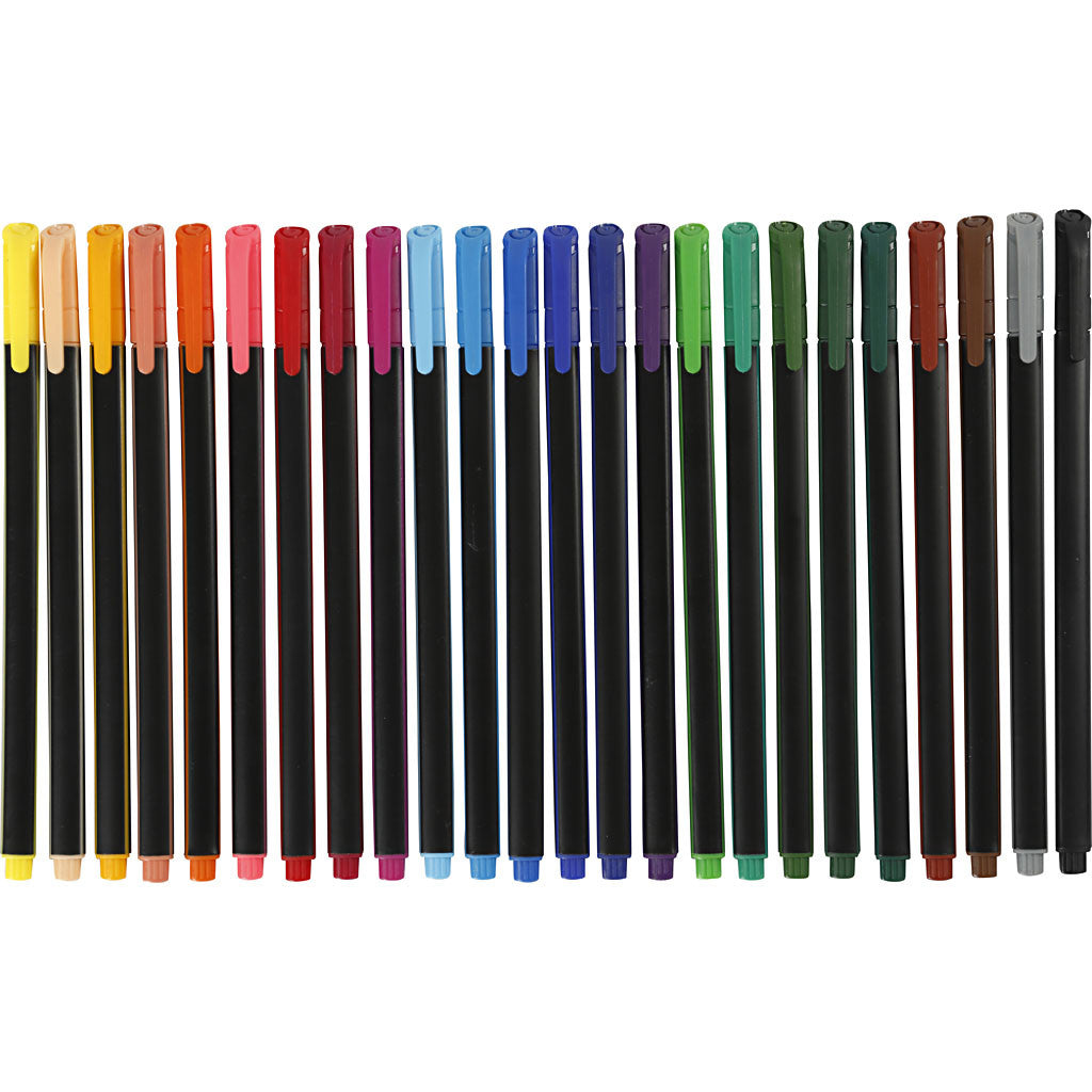 Colortime Fineliner Markers, line 0,6-0,7 mm, assorted colours, 24 pc/ 1 pack [HOB-373649]