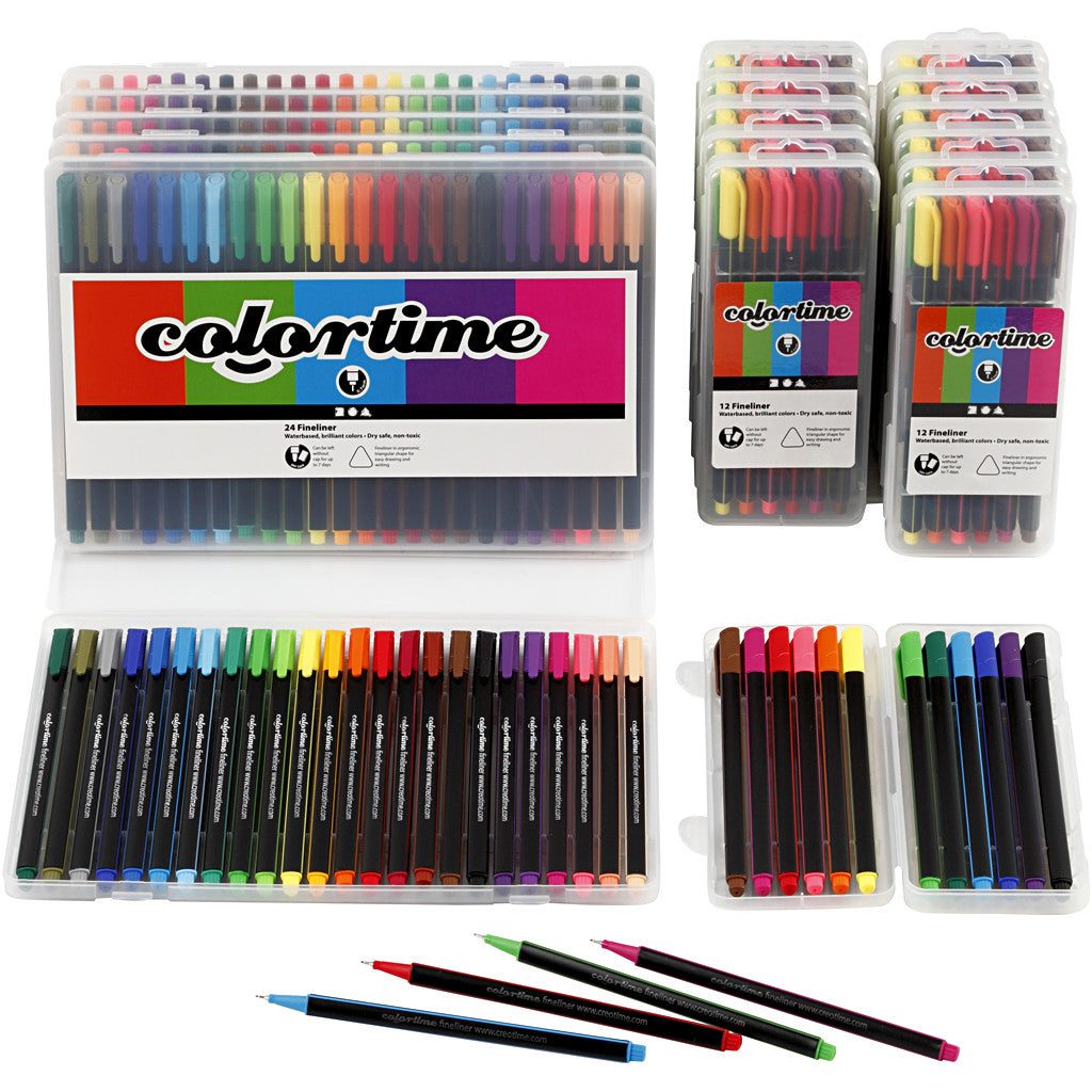 Colortime Fineliner Markers, line 0,6-0,7 mm, assorted colours, 18 pack/ 1 pack [HOB-373650]