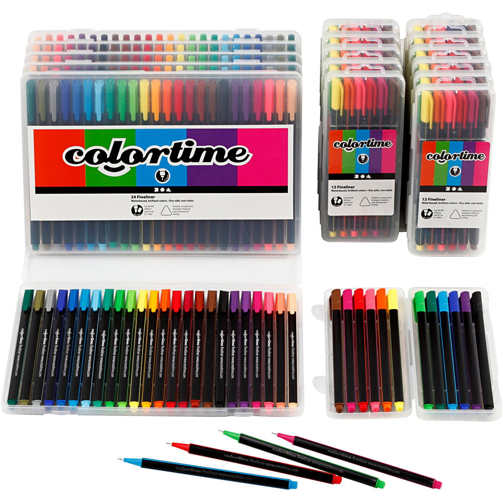 Colortime Fineliner Markers, line 0,6-0,7 mm, assorted colours, 18 pack