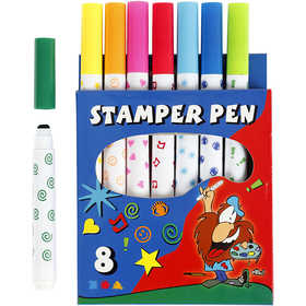 Stamping pens, assorted colours, 8 pc/ 1 pack [HOB-37985]