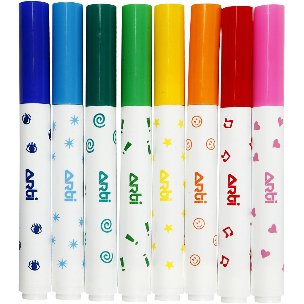Stamping pens, assorted colours, 8 pc/ 1 pack [HOB-37985]