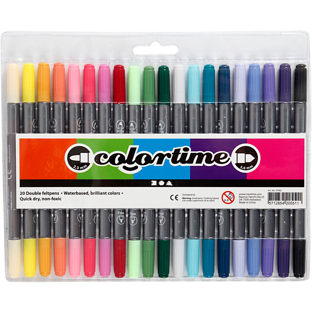 Colortime Double Marker, line 2,3+3,6 mm, additional colours, 20 pc/ 1 pack [HOB-37992]