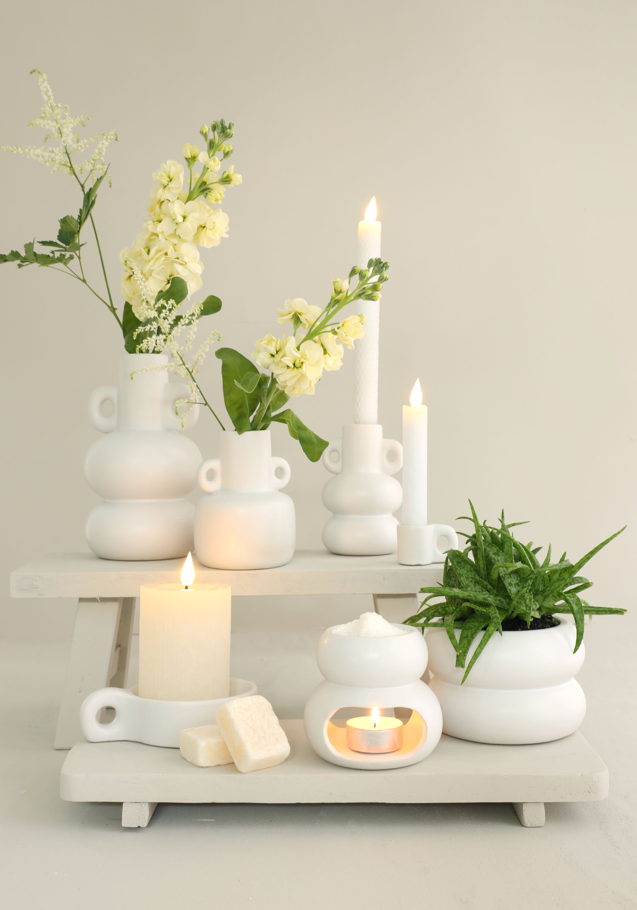 LED Pencil candle Ø2.1 h. 25cm white (Set 2 pcs) [IFS-32587]