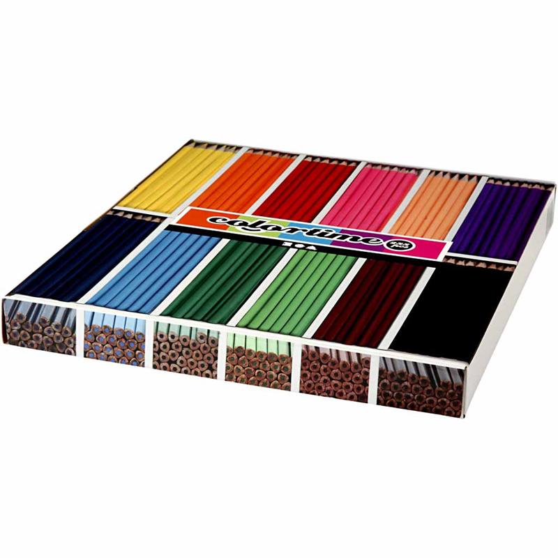 Colortime Colouring Pencils, L: 17,45 cm, lead 3 mm, assorted colours, 12x24pc/ 1 pack [HOB-38092]
