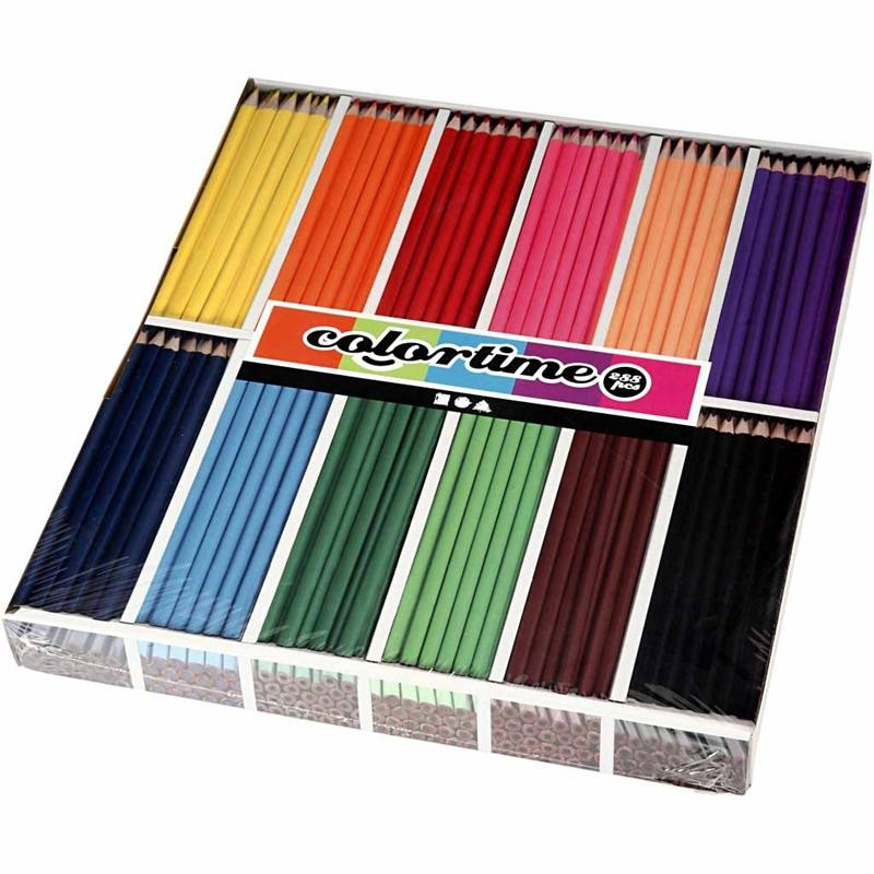 Colortime Colouring Pencils, L: 17,45 cm, lead 3 mm, assorted colours, 12x24pc/ 1 pack [HOB-38092]