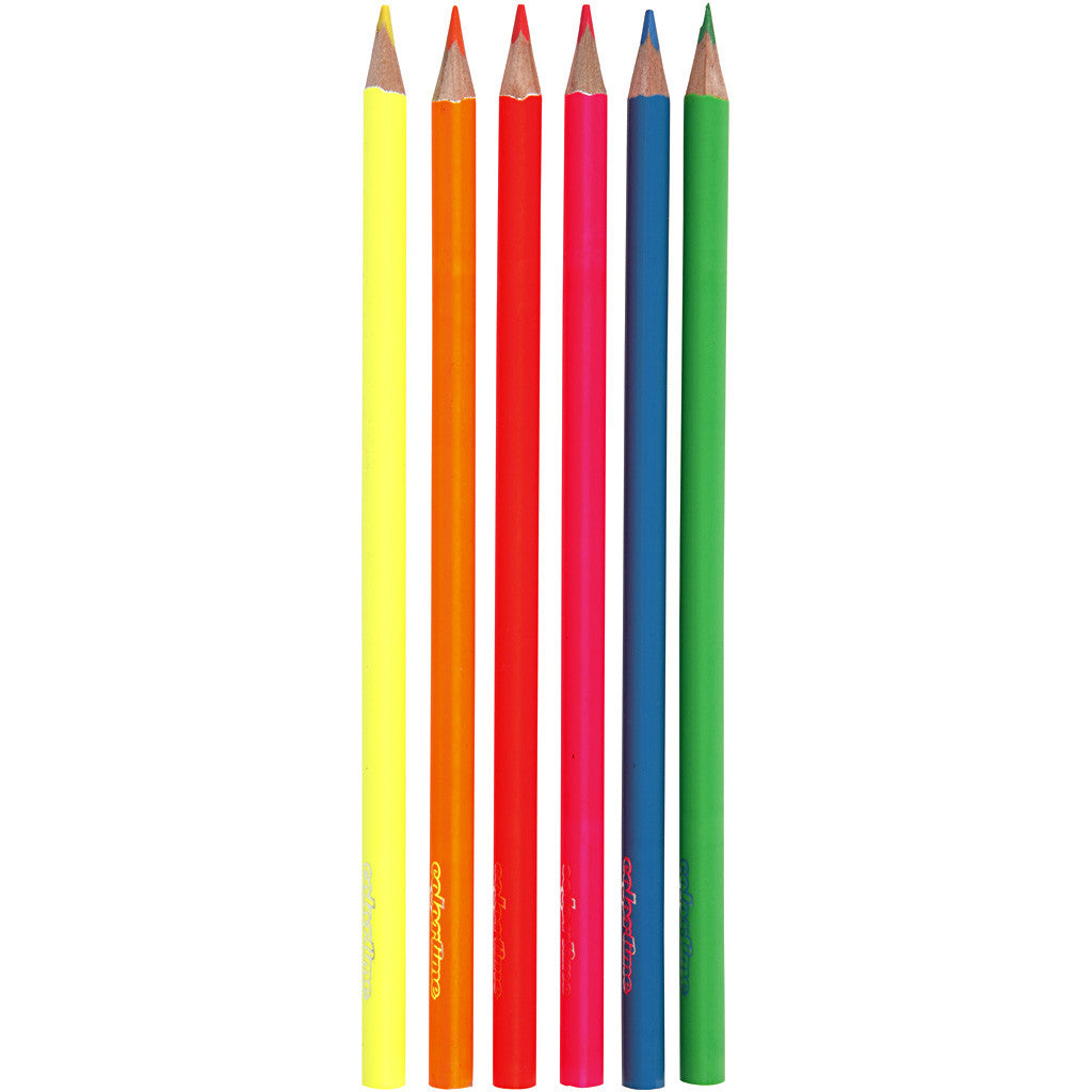 Colortime Colouring Pencils, L: 17,45 cm, lead 3 mm, neon colours, 6 pc/ 1 pack [HOB-38096]
