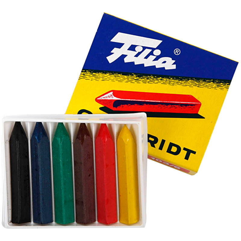 Oil Crayons, L: 5 cm, thickness 7x7 mm, 6 pc