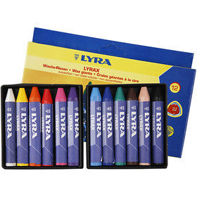 Wax Crayons, L: 9 cm, thickness 15 mm, 12 pc/ 1 pack [HOB-38122]