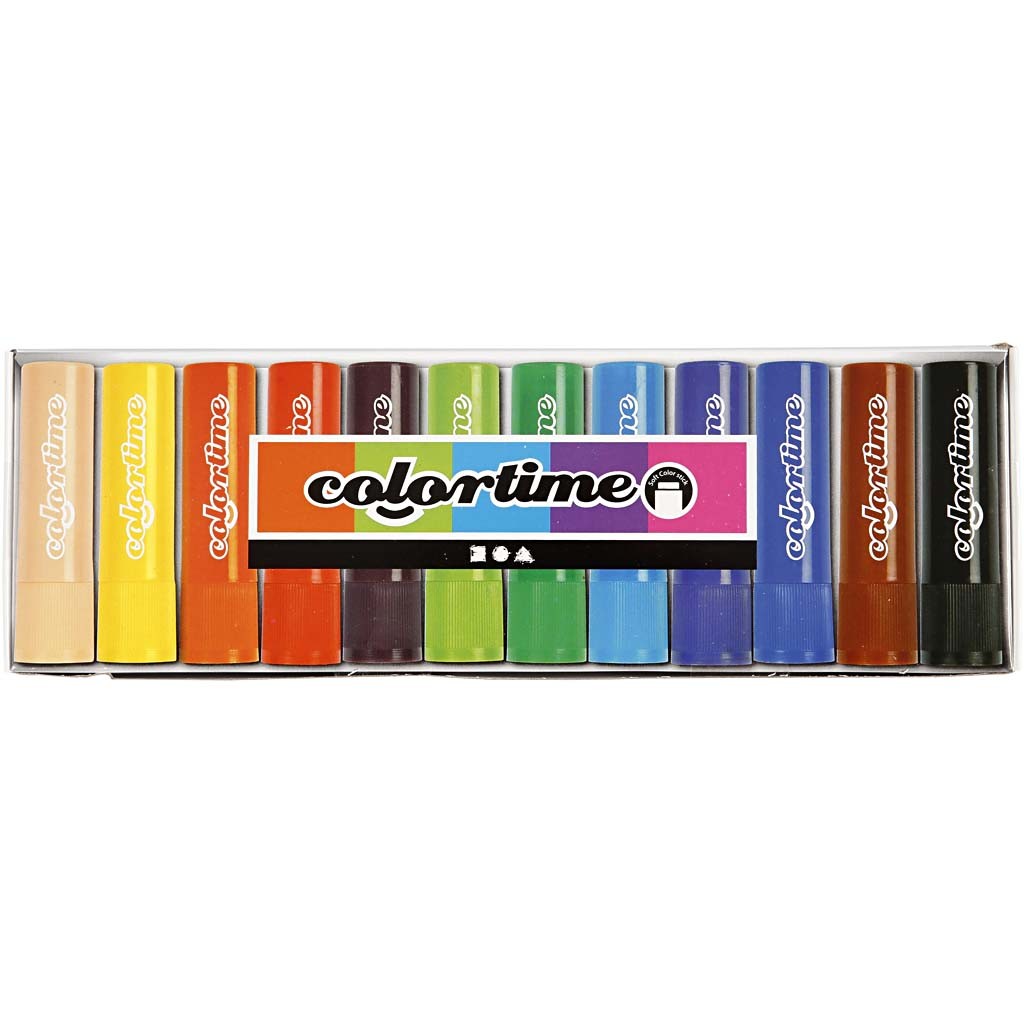 Soft Color Stick, L: 8 cm, assorted colours, 12 pc/ 1 pack [HOB-38135]