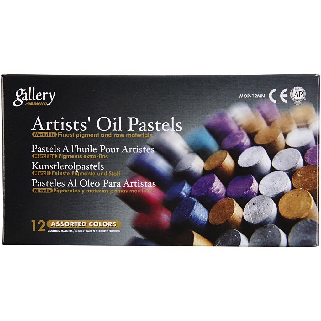Gallery Oil Pastel, L: 7 cm, thickness 11 mm, metallic colours, 12 pc/ 1 pack [HOB-38140]
