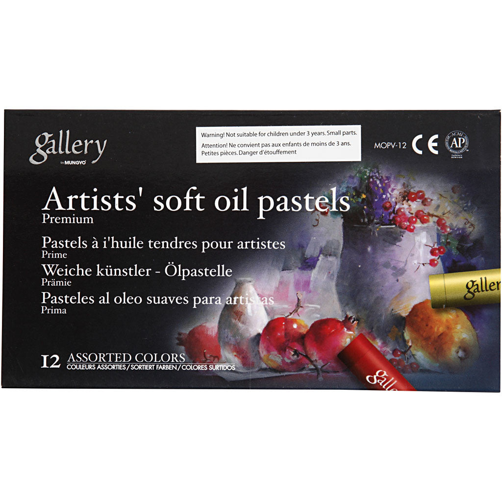 Gallery Oil Pastel Premium, L: 7 cm, thickness 10 mm, assorted colours, 12 pc/ 1 pack [HOB-38152]