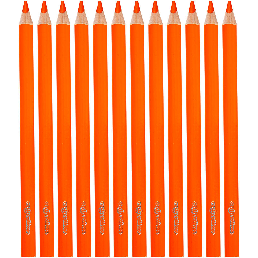 Colortime Colour Pencils, L: 17,45 cm, lead 5 mm, JUMBO, orange, 12 pc/ 1 pack [HOB-38171]