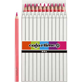 Colortime Colour Pencils, L: 17,45 cm, lead 5 mm, JUMBO, pink, 12 pc/ 1 pack [HOB-38173]