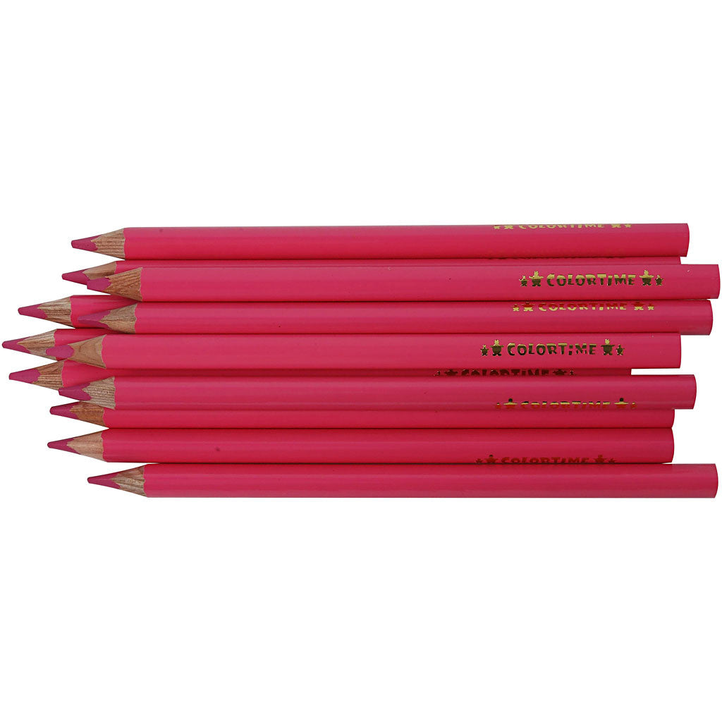 Colortime Colour Pencils, L: 17,45 cm, lead 5 mm, JUMBO, pink, 12 pc/ 1 pack [HOB-38173]