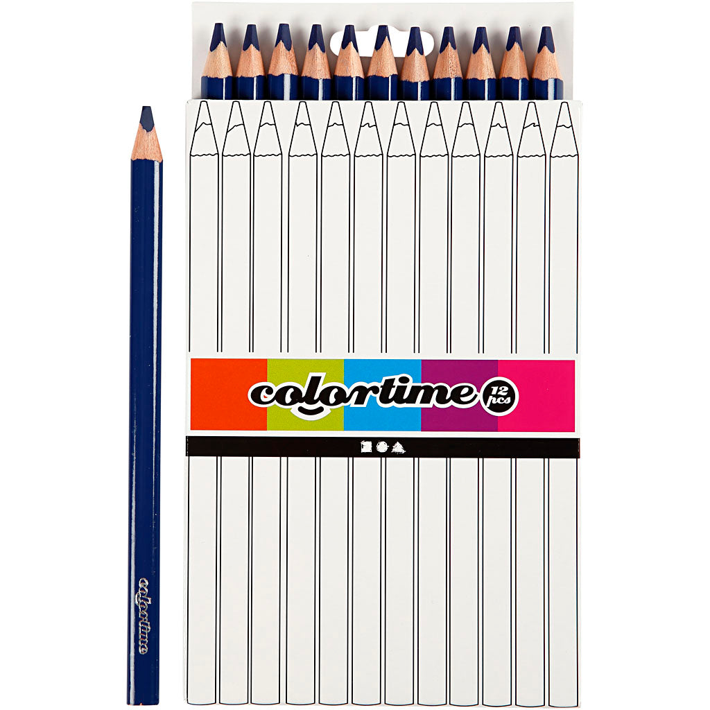 Colortime Colour Pencils, L: 17,45 cm, lead 5 mm, JUMBO, dark blue, 12 pc