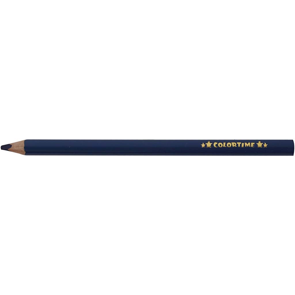 Colortime Colour Pencils, L: 17,45 cm, lead 5 mm, JUMBO, dark blue, 12 pc/ 1 pack [HOB-38177]