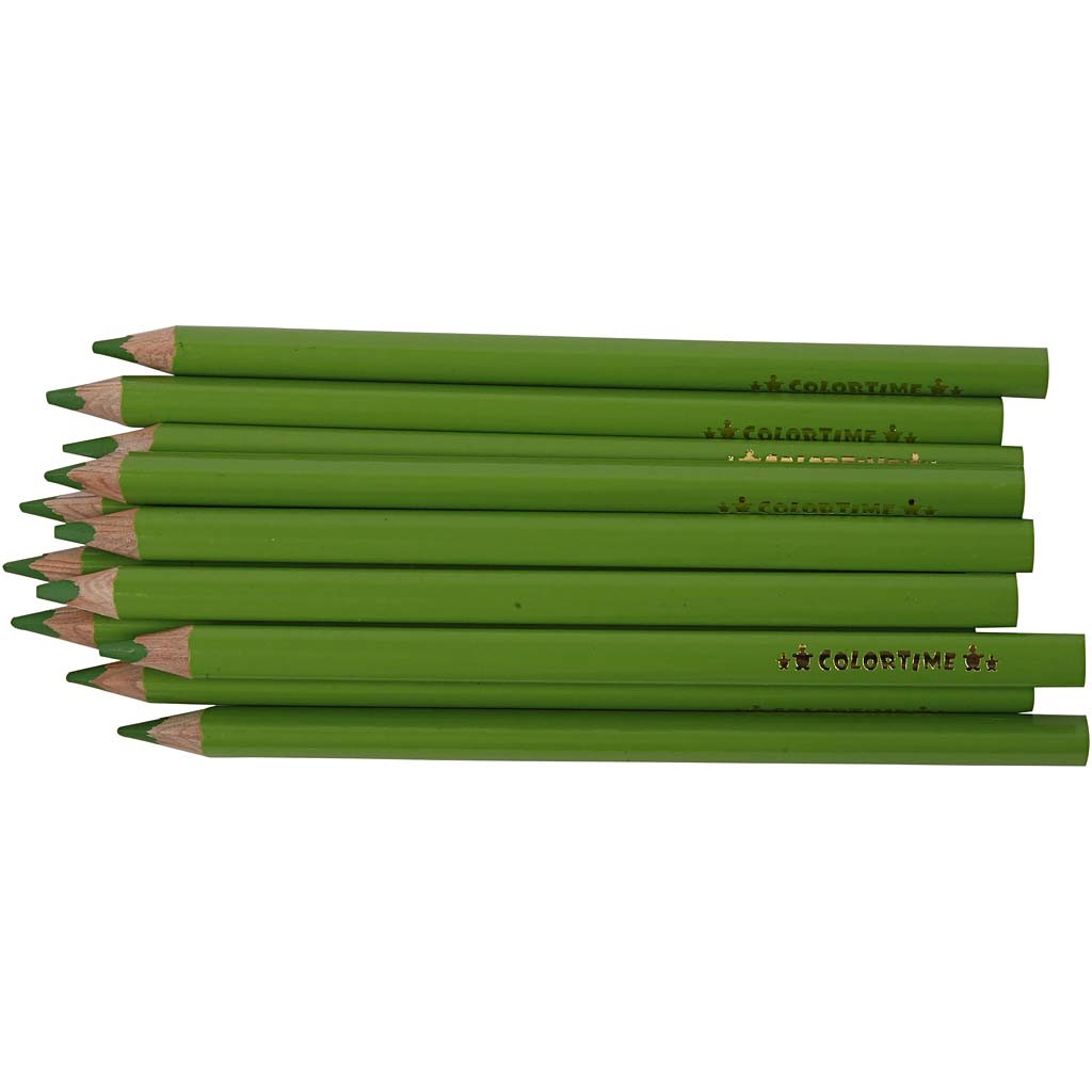 Colortime Colour Pencils, L: 17,45 cm, lead 5 mm, JUMBO, light green, 12 pc/ 1 pack [HOB-38178]