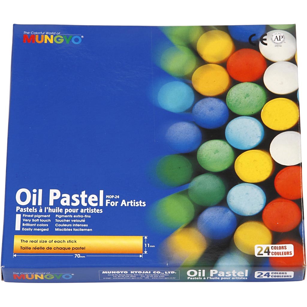 Mungyo Oil Pastel, L: 7 cm, thickness 11 mm, assorted colours, 24 pc/ 1 pack [HOB-38280]