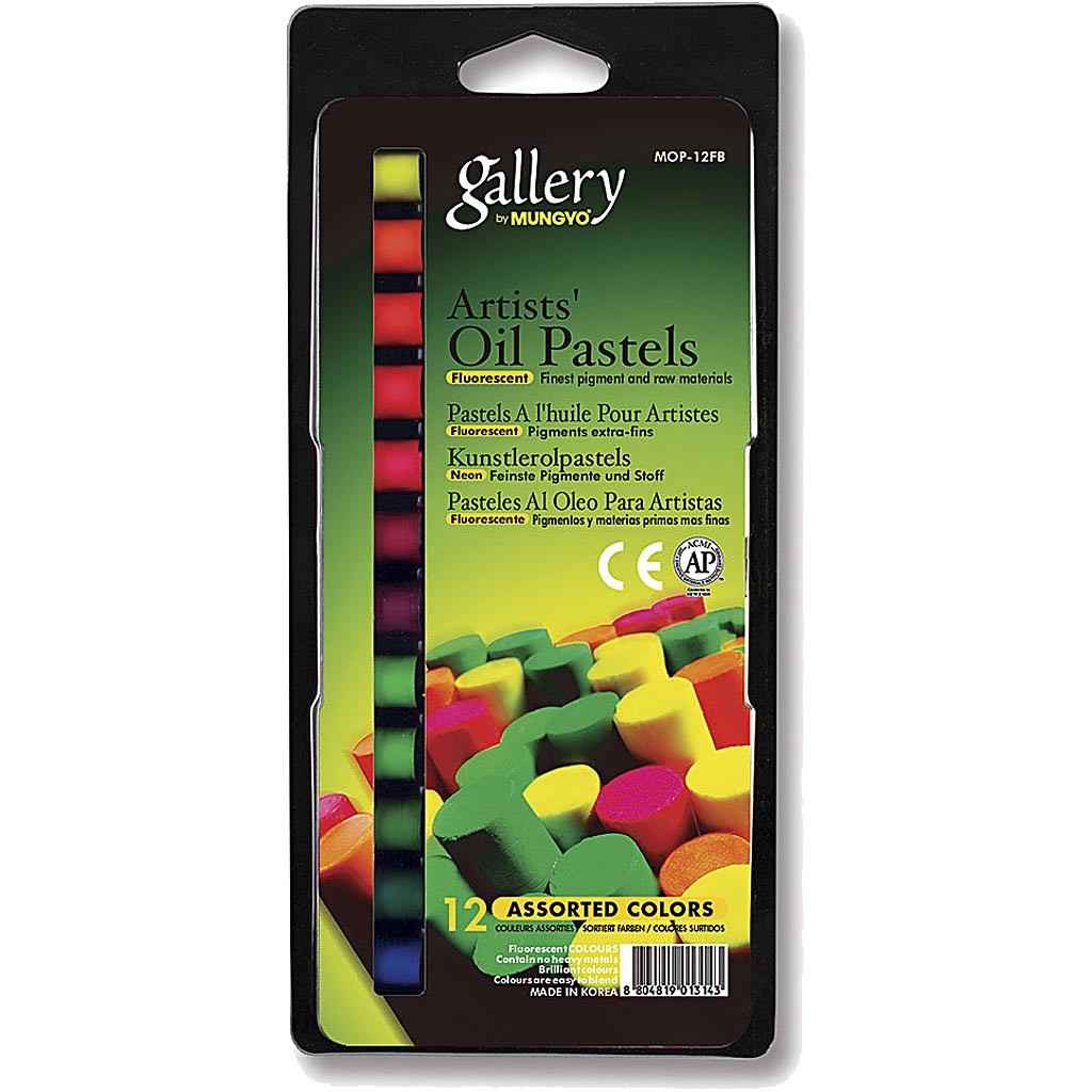 Gallery Oil Pastel, L: 7 cm, thickness 11 mm, neon colours, 12 pc/ 1 pack [HOB-38281]