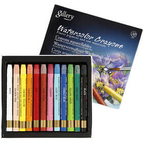 Watercolor Crayons, L: 9,3 cm, assorted colours, 12 pc/ 1 pack [HOB-38284]