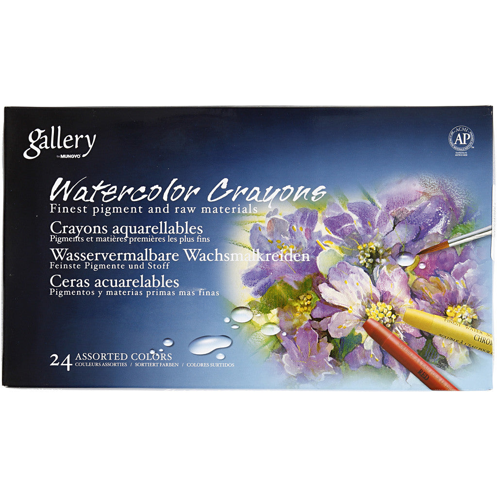 Watercolor Crayons, L: 9,3 cm, assorted colours, 24 pc/ 1 pack [HOB-38285]