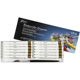 Watercolor Crayons, L: 9,3 cm, thickness 8 mm, white (301), 12 pc/ 1 pack [HOB-38288]