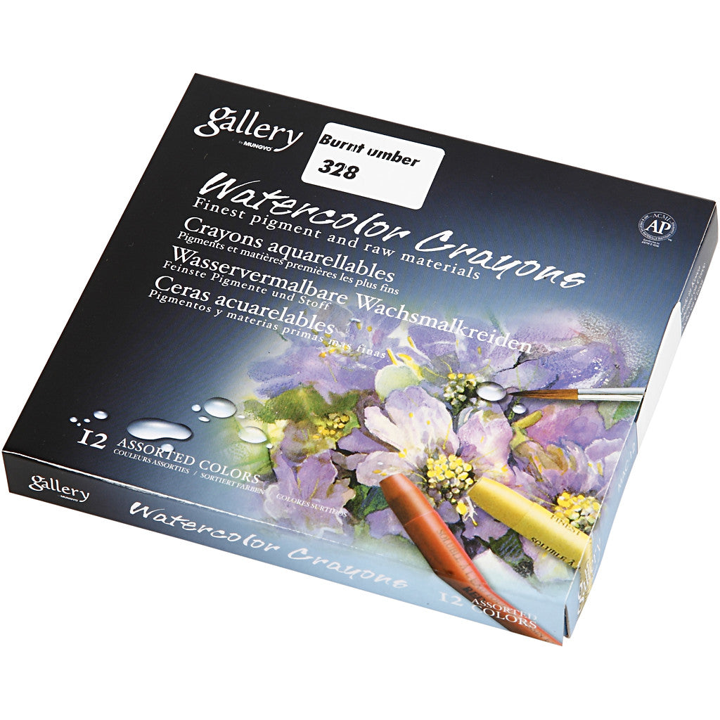 Watercolor Crayons, L: 9,3 cm, orange, 12 pc/ 1 pack [HOB-38323]