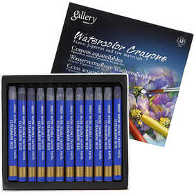 Watercolor Crayons, L: 9,3 cm, thickness 8 mm, ultra marine blue (339), 12 pc/ 1 pack [HOB-38325]