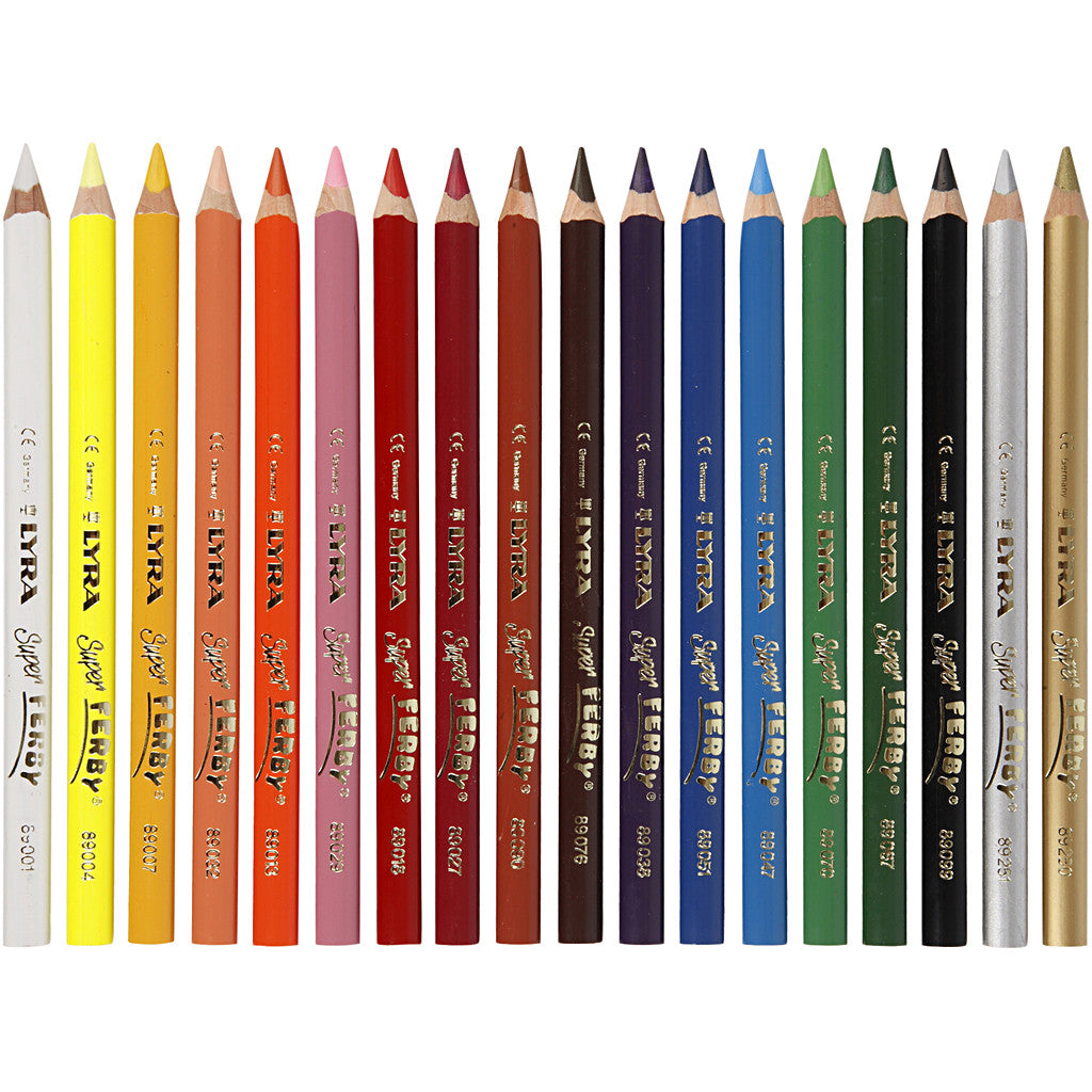 Super Ferby 1 colouring pencils, L: 18 cm, lead 6,25 mm, assorted colours, 18 pc/ 1 pack [HOB-38386]