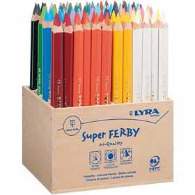 Super Ferby 1 colouring pencils, L: 18 cm, lead 6,25 mm, assorted colours, 96 pc/ 1 pack [HOB-38388]