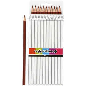 Colortime Colouring Pencils, L: 17 cm, lead 3 mm, brown, 12 pc/ 1 pack [HOB-38580]