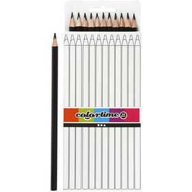 Colortime Colouring Pencils, L: 17 cm, lead 3 mm, black, 12 pc/ 1 pack [HOB-38581]